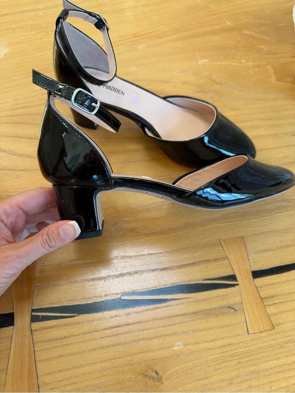 Steve Madden Black Patent leather heels size 3 girls NWOT/never worn